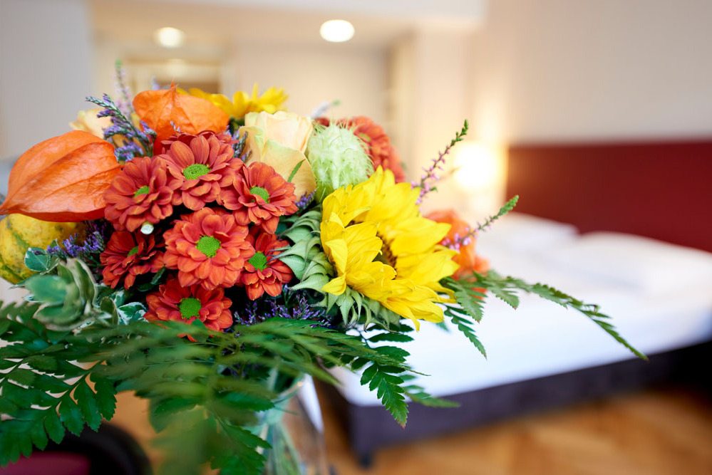 wonderful orange flowers in your own room in our apartmenthotel - Singerstrasse 21/25